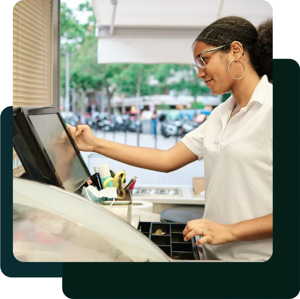 Cashier using LincSell POS Lite Software
