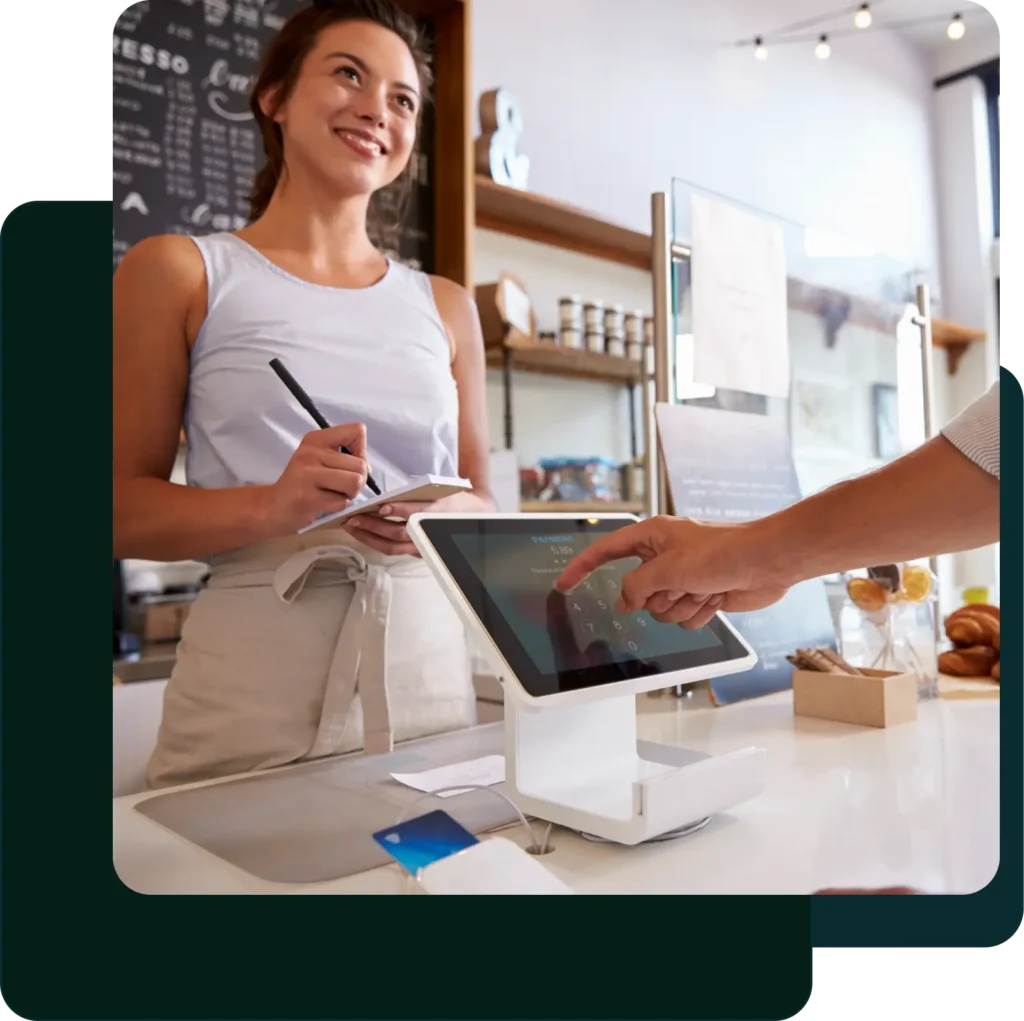 Cashier using POS Lite for speed and ease