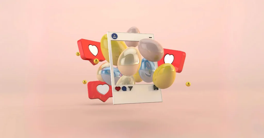 3D illustration of social media engagement with floating icons, representing how to reach a global retail audience.